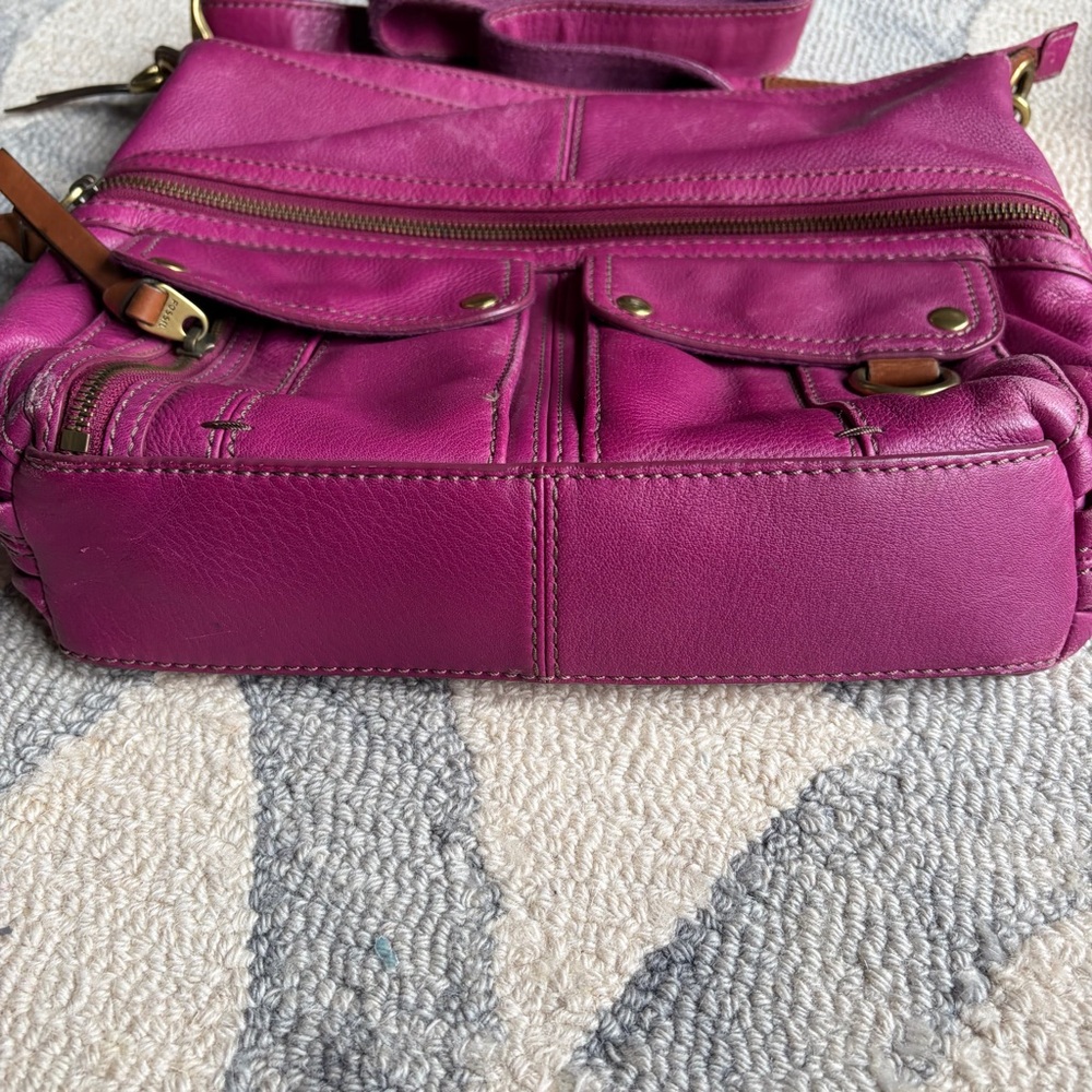 Fossil Magenta Leather Satchel - Picture 5 of 7
